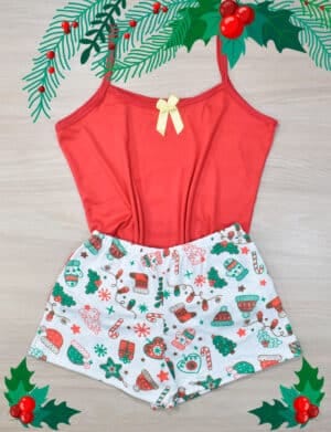 Pijama Short Rojo Navidad 282