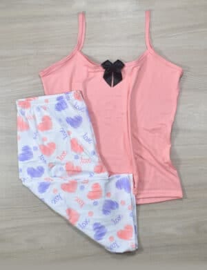 Pijamas Capri Mandarina Corazones CP102