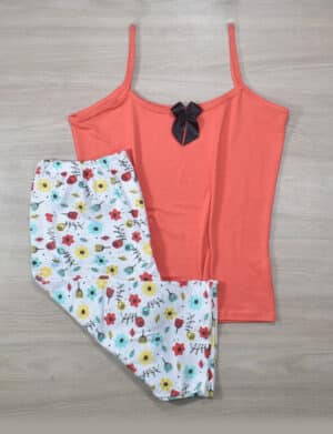 Pijamas Capri Salmón Flores CP105
