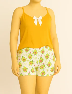 Pijama Short Mostaza Aguacates 602