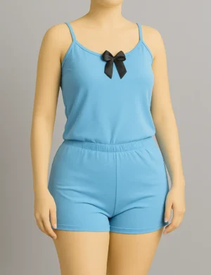 Pijama Short Unicolor Azul Pastel 587