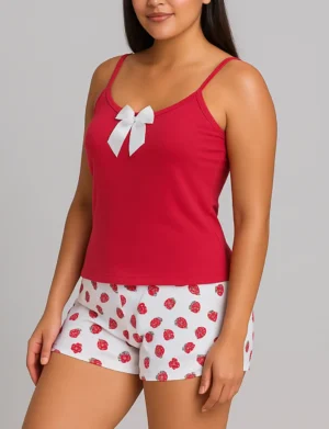 Pijamas Short para Mujer Rojo - 652