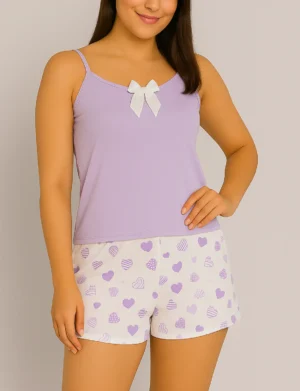 Pijamas Short Lila Corazones - 658